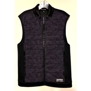Asher Tech Golf A/G Men's Medium Black Camo Performance Stretch Zip Pocket Vest